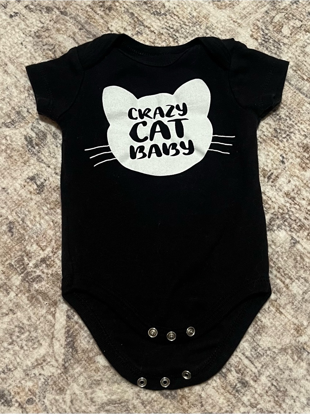 Black "Crazy Cat Baby" Graphic One-Piece Bodysuit